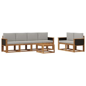 vidaXL Ensemble de canapés d'extérieur 6 pc Naturel et gris clair