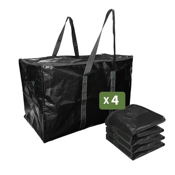Pack and Move - Lot 4 Grands Sacs Déménagement Recyclé - Rangement Et Transport Ultra Résistant - Réutilisable - Poignées Solides - 100L