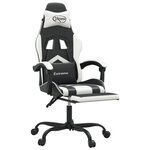 vidaXL Chaise de jeu avec repose-pied Noir et blanc Similicuir