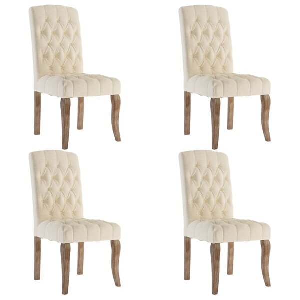 vidaXL Chaises à manger lot de 4 beige tissu à l'aspect de lin