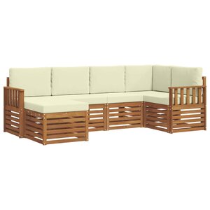 vidaXL Ensemble de canapés d'extérieur 6 pc Naturel et Crème Polyester