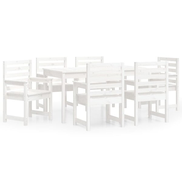 vidaXL Ensemble à manger de jardin 7 Pièces blanc bois massif de pin