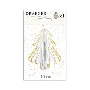 Boule En Nids D'abeille - Sapin Blanc Paillettes Dorées - Spécial Réveillon - Draeger paris