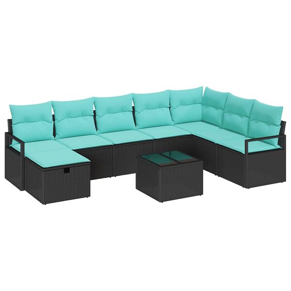 vidaXL Ensemble de Canapés avec coussin avec stockage Noir polyrotin