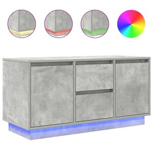 vidaXL Meuble TV avec lumières LED gris béton 100x41x50 cm