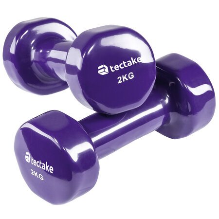 Tectake 2 Haltères de Fitness, de Musculation en Vinyle - 2 x 2,0 kg