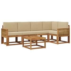 vidaXL Ensemble de canapés d'extérieur 6 Pièces Naturel et Beige