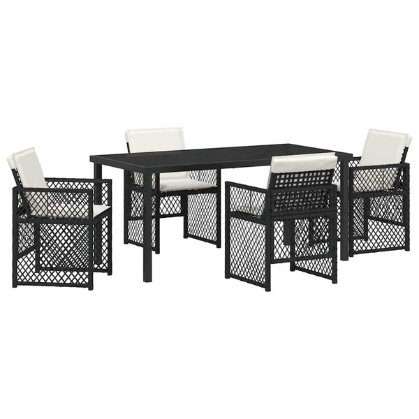 vidaXL Ensemble de salle à manger pour jardin 5 Pièces Noir polyrotin