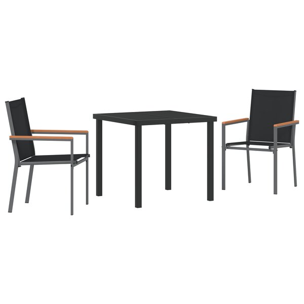 vidaXL Ensemble de repas de jardin 3 pièces Noir Textilène et Acier