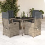 vidaXL Ensemble à manger de jardin 5 Pièces coussins gris résine tressée