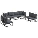 vidaXL Ensemble de canapé de jardin 8 Pièces Noir 283 x 71.5 x 71 cm