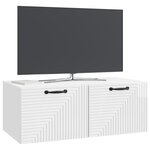 vidaXL Meuble TV mural Montage mural Blanc brillant 78 5 x 41 x 30 cm