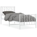 vidaXL Cadre de lit métal sans matelas avec pied de lit blanc 75x190cm