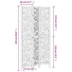vidaXL Cloison de séparation 3 panneaux blanc bois de paulownia massif