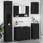 vidaXL Ensemble de mobilier de salle de bain avec tiroir 5 Pièces Noir