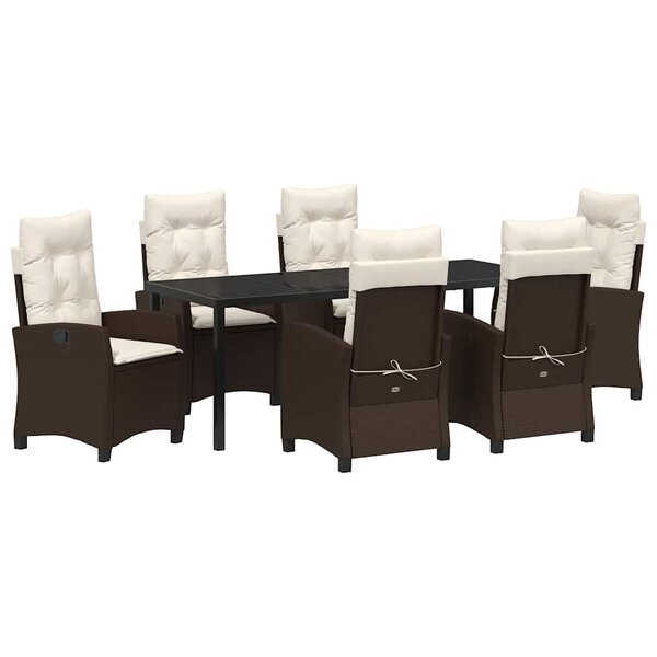vidaXL Ensemble de salle à manger pour jardin 7 Pièces Marron polyrotin