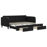 vidaXL Lit de jour avec gigogne et tiroirs noir 90x200 cm tissu