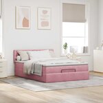 VidaXL Cadre de lit ottoman avec matelas rose 140x200 cm velours