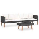 vidaXL Salon de jardin 2 Pièces avec coussins Résine tressée Noir