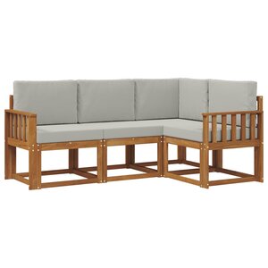 vidaXL Ensemble de canapés d'extérieur 4 pc Gris Naturel et Clair