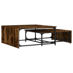 vidaXL Tables basses gigognes 2 Pièces chêne fumé bois d'ingénierie métal