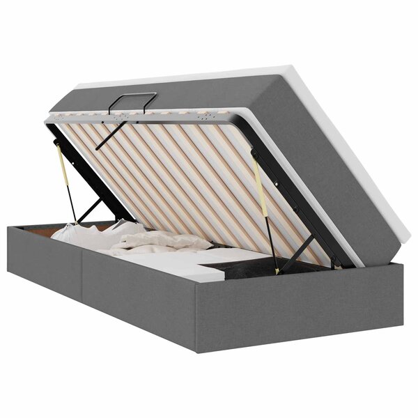 vidaXL Lit avec rangement et matelas Gris foncé 100 x 200 cm Polyester