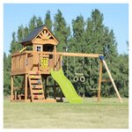Tour Jack plateforme 2 balançoires table toboggan vert citron
