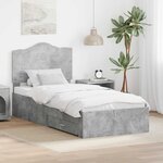 vidaXL Cadre de lit Gris béton 90 x 190 cm Bois d'ingénierie