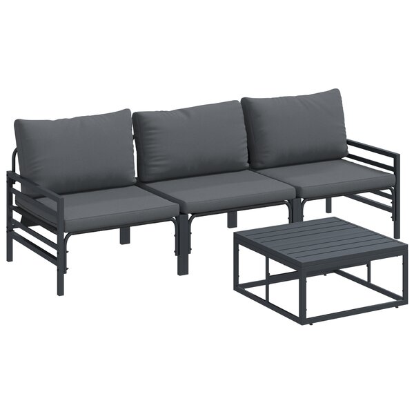 vidaXL Ensemble de canapé de jardin 4 Pièces Anthracite Acier