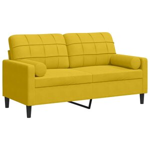 vidaXL Canapé 2 places avec oreillers décoratifs jaune 140 cm velours