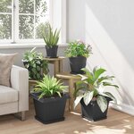 vidaXL Plateau carré à fleurs 6 pc Noir 25 5 x 25 5 x 2 5 cm Plastique