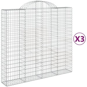 vidaXL Paniers à gabions arqués 3 Pièces 200x50x180/200 cm Fer galvanisé