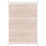 Tapis coton rose clair texturé avec finition pompons XS - 90 x 130 cm