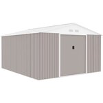 Abri de jardin en métal 12 99 m² - 340 x 382 x 210 cm - Kit d'ancrage inclus - Taupe