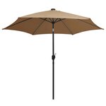 vidaXL Parasol de jardin avec lumières LED et mât en aluminium taupe