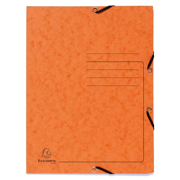Chemise À Élastique 3 Rabats Carte Lustrée 355gm2 - A4 - Orange - X 25 - Exacompta