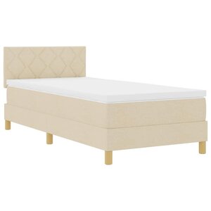 vidaXL Lit à ressort LED avec matelas avec LED Crème 90 x 200 cm tissu