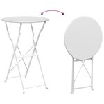 vidaXL Table de bistro pliable blanche Ø50 x 71 cm en acier émaillé
