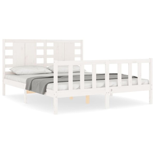 vidaXL Cadre de lit sans matelas blanc bois de pin massif