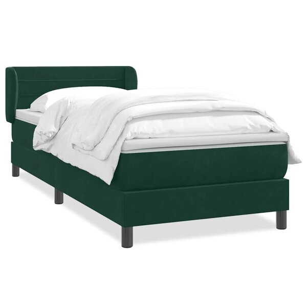 vidaXL Sommier à lattes de lit et matelas vert foncé 90x220 cm velours