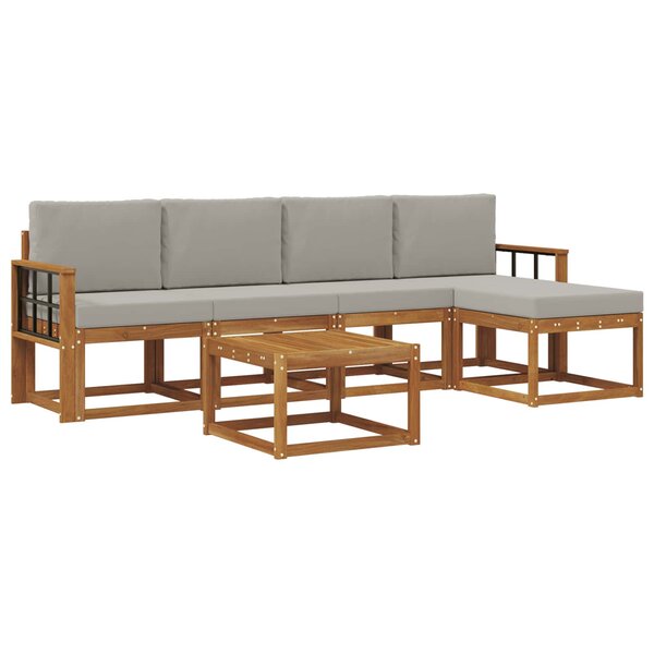 vidaXL Ensemble de canapés d'extérieur 6 Pièces Gris Naturel et Clair