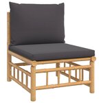 vidaXL Salon de jardin 5 Pièces avec coussins gris foncé bambou