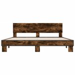 vidaXL Cadre de lit chêne fumé 180x200 cm bois d'ingénierie et métal