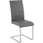 Lot de 6 chaises pieds acier siège de salon cuisine salle à manger design carré élégant gris 08_0000122