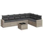 vidaXL Salon de jardin 8 Pièces avec coussins gris clair résine tressée