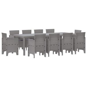 vidaXL Ensemble de salle à manger pour jardin 11 Pièces Gris clair