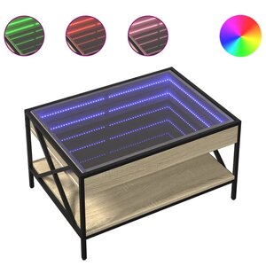 vidaXL Table basse avec LED infini chêne sonoma 70x50x38 cm
