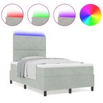 Lit à sommier tapissier vidaXL avec matelas et lumière LED gris clair 120x200 cm en velours