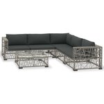 vidaXL Salon de jardin 6 Pièces avec coussins résine tressée gris
