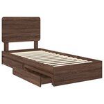vidaXL Lit de Rangement Chêne brun 90 x 200 cm Bois d'ingénierie